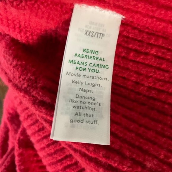 Aerie unREAL red Cable Crew Sweater XXS - Picture 6 of 9